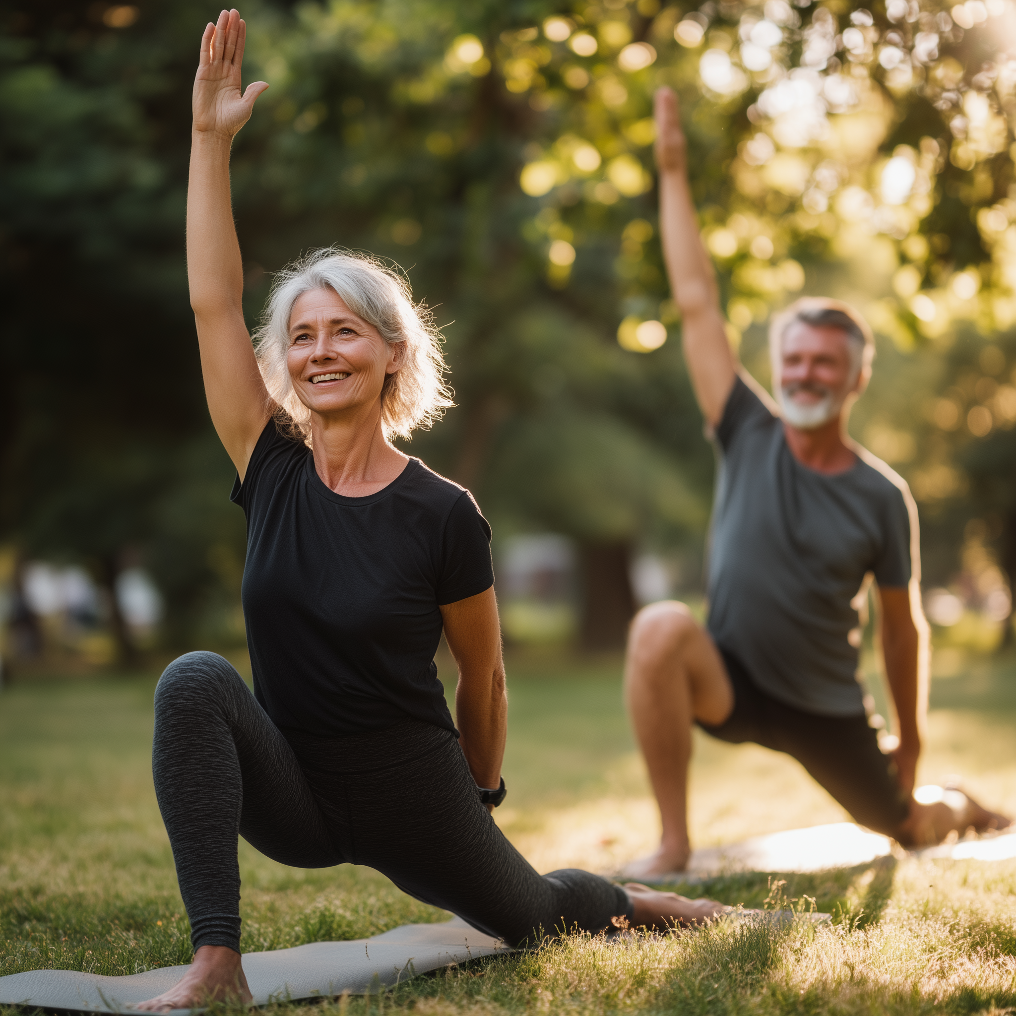 Активні люди зрілого віку під час йоги